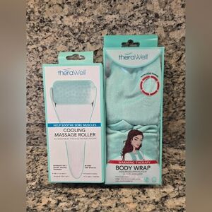 TheraWell Heat Therapy Body Wrap & Cooling Massage Roller Combo